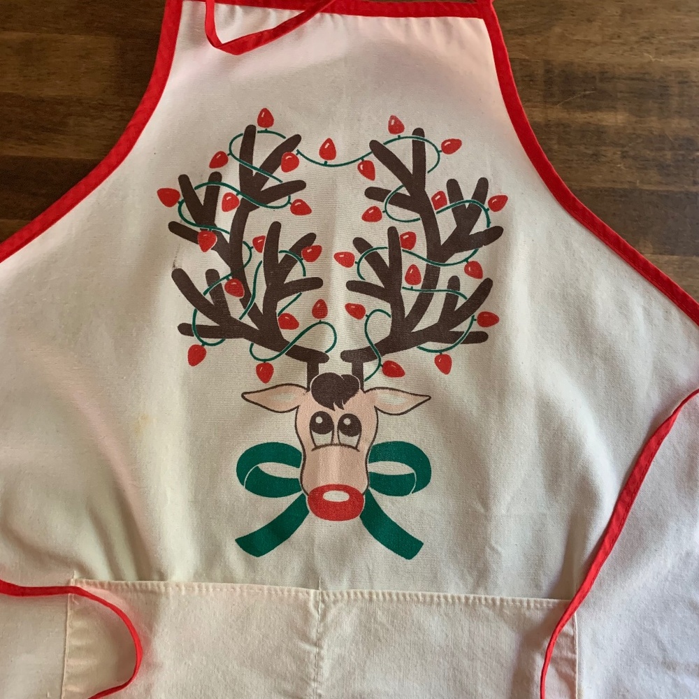Rudolph the Red-Nosed Reindeer Christmas Apron • Made in USA Vintage